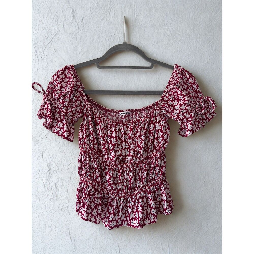 Reformation Solis floral Smocked Blouse in Grenadine Size Small